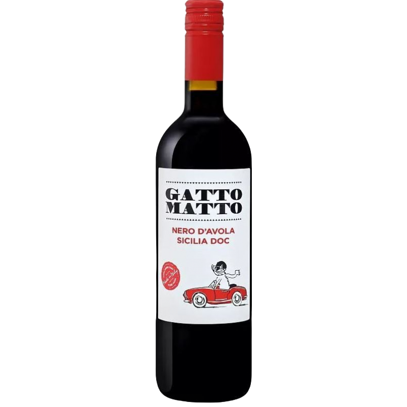 Купить Вино Gatto Matto Nero d\'Avola Sicilia DOC красное сухое 0,75л 12,5%