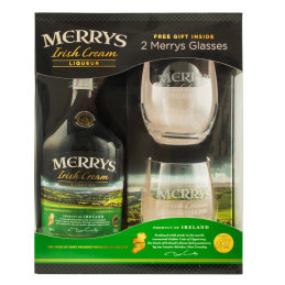 Купить Ликер Merrys Irish Cream 0,7 кор + 2 стакана Merrys