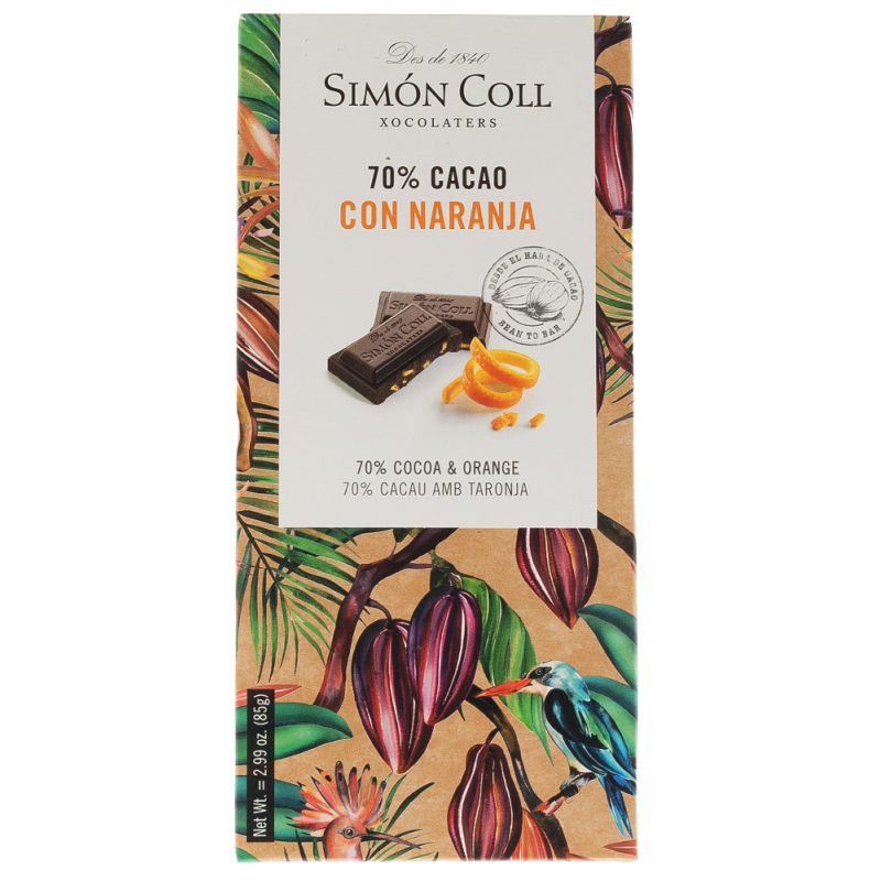 Купить Шоколад темный 70% апельсин 85г Испания Simon Coll