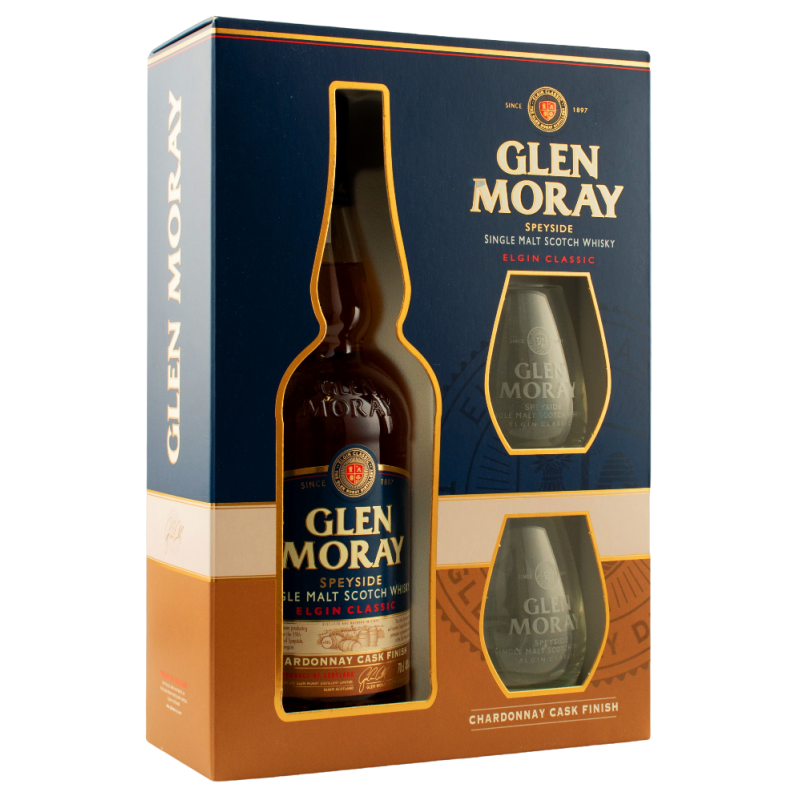 Купить Виски Glen Moray Chardonnay Finish 0,7л подарочный набор